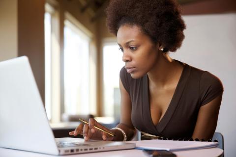 woman on computer