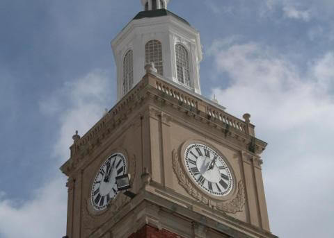 Clock on founders library